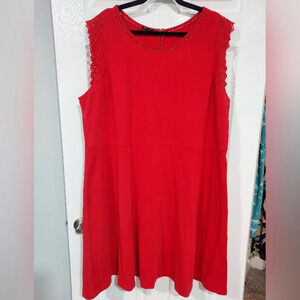 Talbots Woman Petite Red Crochet Sleeveless Fit and Flare Dress in Size 3XP